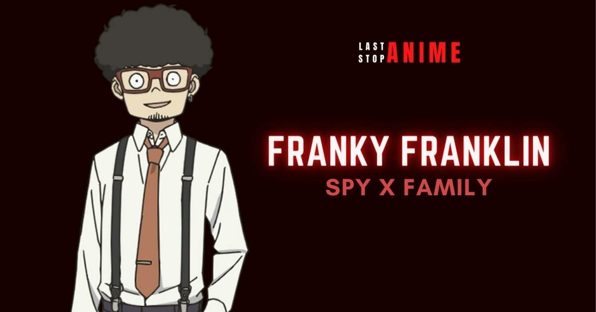 Franky Franklin in red glasses and messed hair wearing orange tie and shirt with suspender