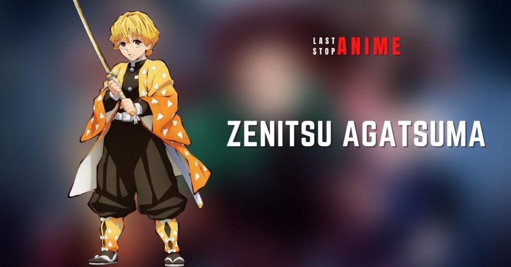 Zenitsu Agatsuma holding sword with both hand and having yellow colored hair