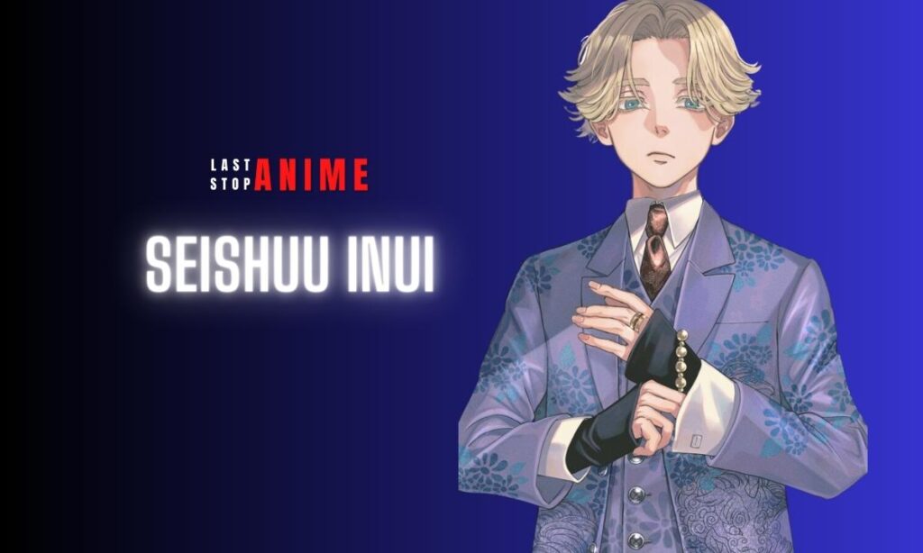 Seishuu Inui wearing formal blazer in blond hair and blue eyes