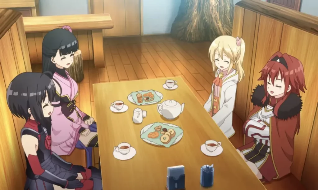 Girls sitting together and having food